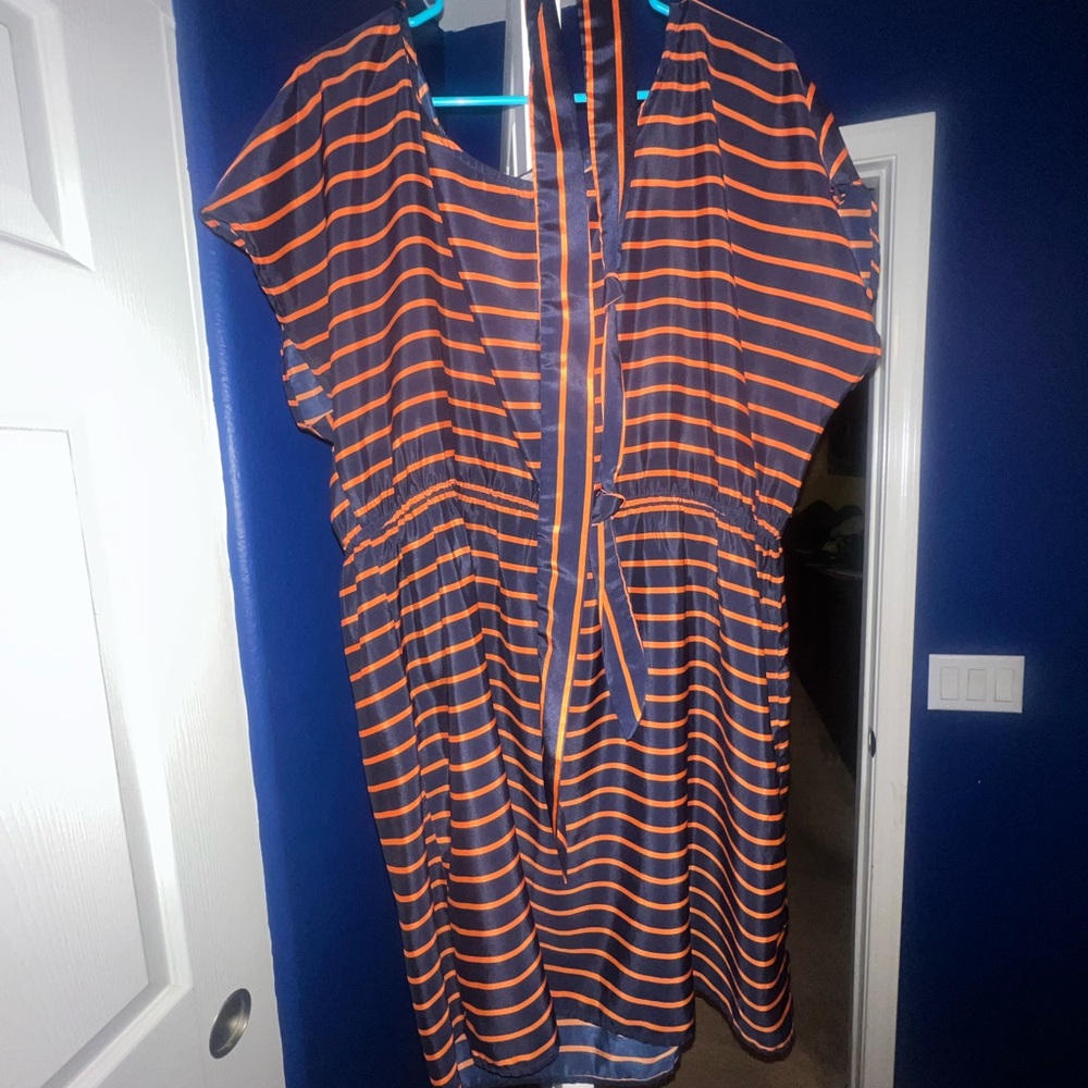 FUN & FLIRT Striped Orange and Blue Dress